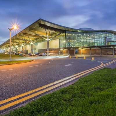 cork airport terminal outside at dawn