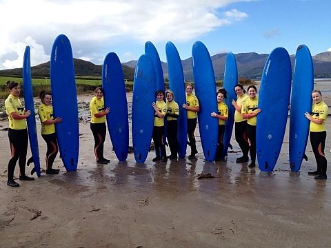 Group of surfers with their boards - Dingle Surf School