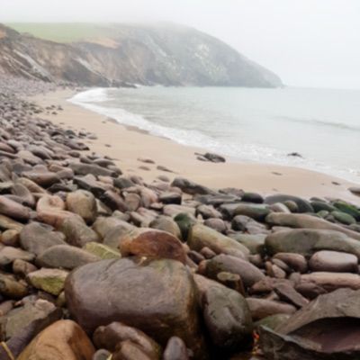 Sandstone boulders at storm beach Dingle Peninsula Ireland