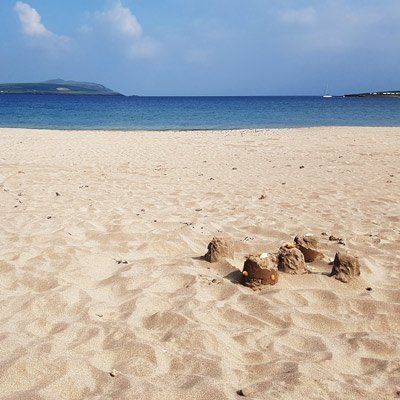 sandcastles on the beach at Ventry Dingle Peninsula